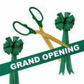 Grand Opening Kit-25" Ceremonial Scissors, Ribbon, Bows (Gold/Green)